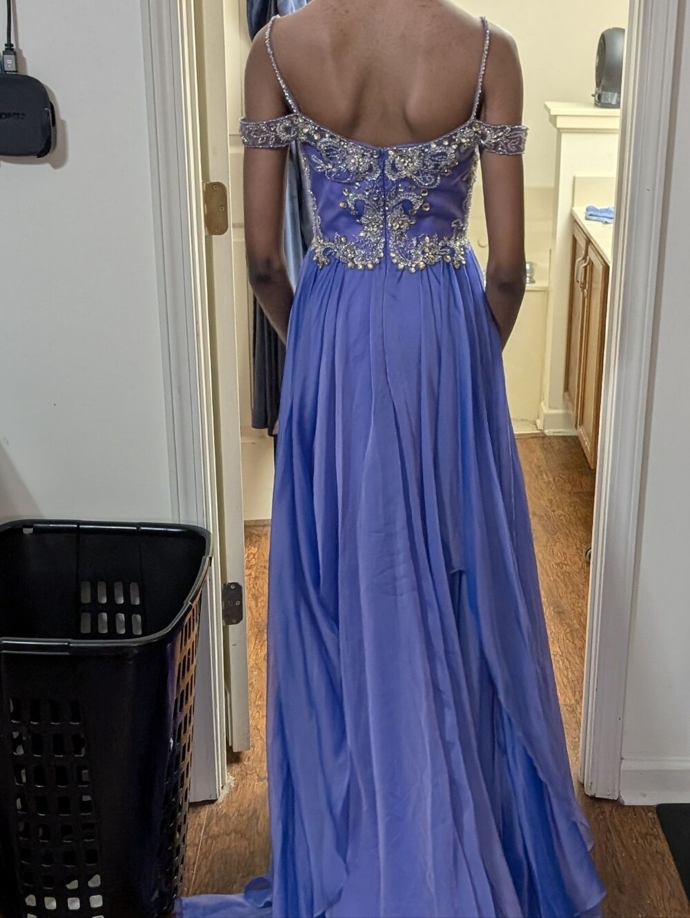 Rachel Allan Off-Shoulder Lavender Evening Gown - Picture 11 of 12